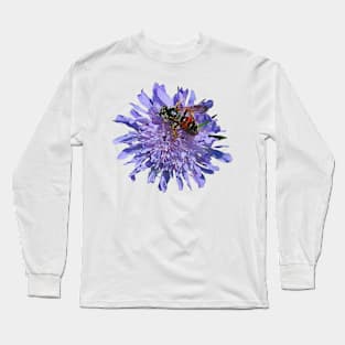 Widow Flower Scabious and a Bee Long Sleeve T-Shirt